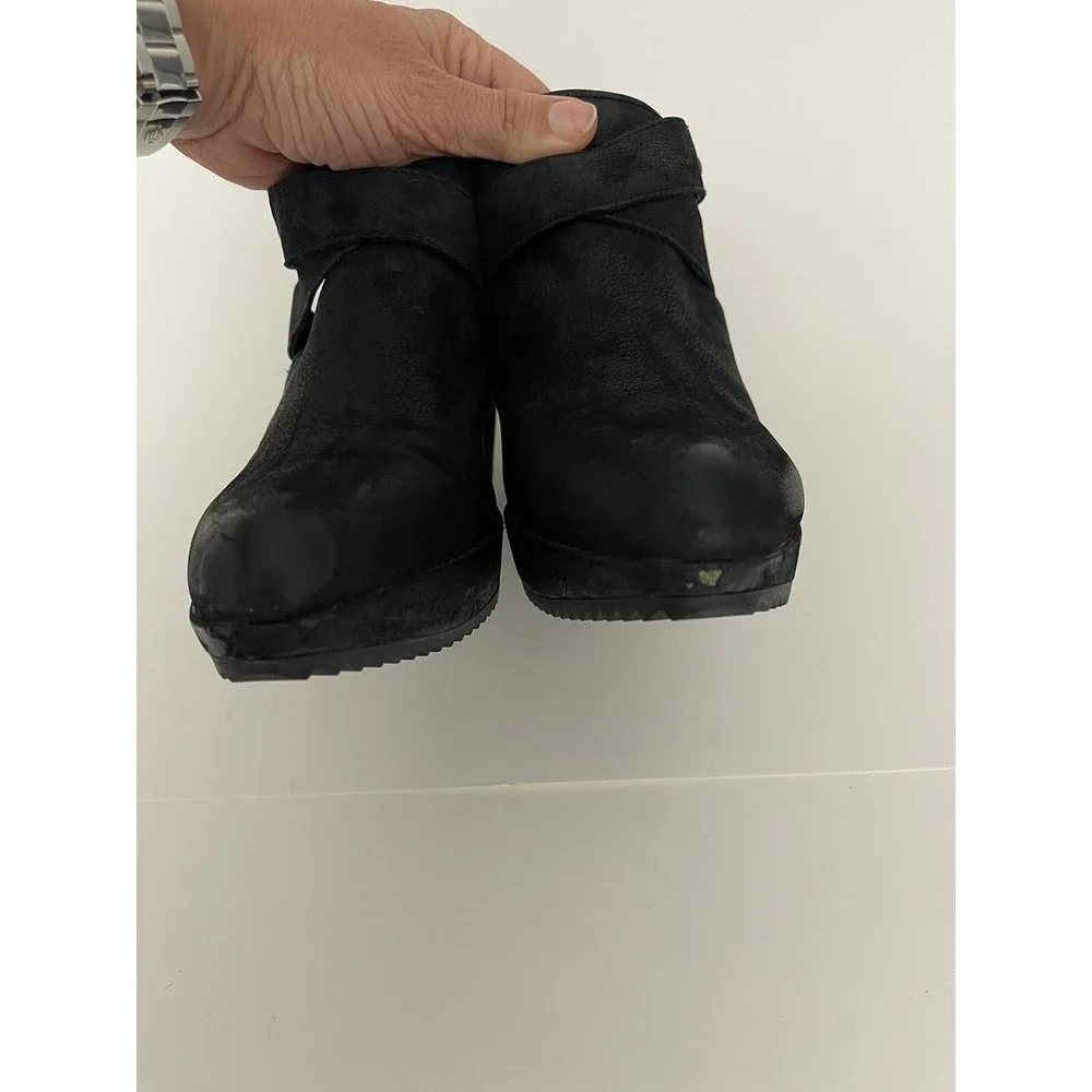 Eileen Fisher Nubuck Black Suede Leather‎ Women's Ankle Boots Booties Sz 8.5